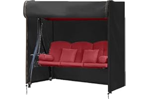 FLYMEI Outdoor Swing Cover 3 Triple Seater Hammock Cover for Porch Swing Canopy Glider Chair and Other Patio Furniture, Waterproof Windproof All Weather Protection, 87'' (L) x 49''(W) x 67''(H)