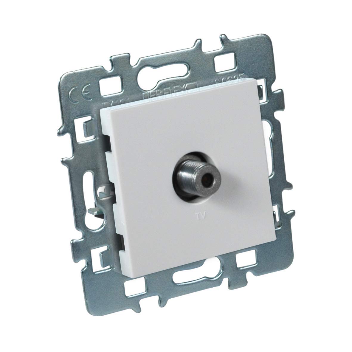 DEBFLEX TV Wall Plate Cover, Mechanism Type F, White, Metal Bracket