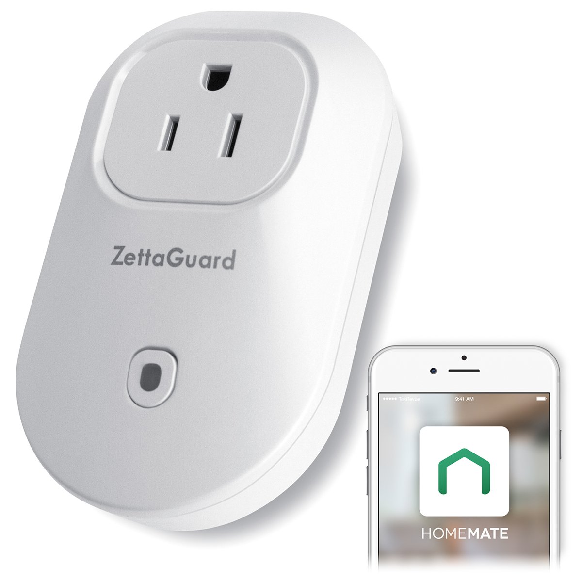 ZettaGuard S25 Wi-Fi Smart Socket Outlet US Plug, Turn ON/OFF Electronics from Anywhere, White (HomeMate-App)
