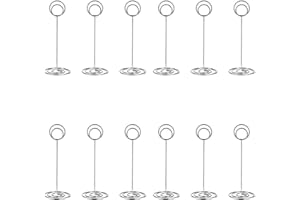 NERIUS 12 Pack 8.75 inch Table Number Holders, Simple Table Sign Stand Place Card Holder, Delicate Table Name Card Holder, Reusable Table Picture Memo Note Holder for Wedding Birthday Party (Silver)