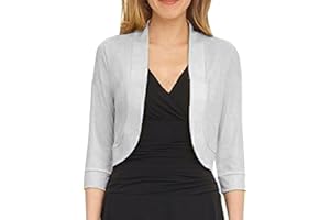 Women 3/4 Sleeve Blazer Open Front Cardigan Jacket Work Office Blazer Soild Color Cropped Blazer Jacket Suits