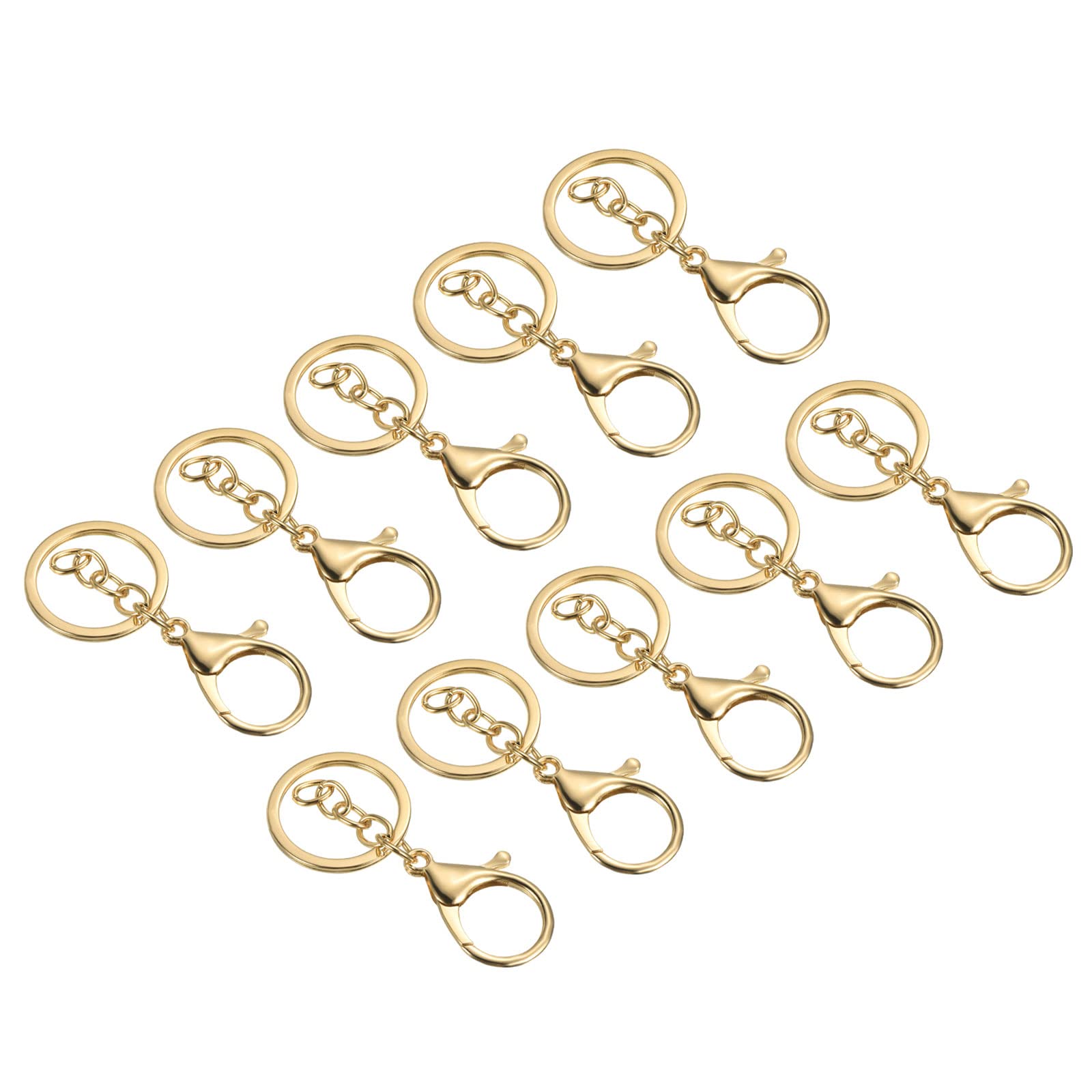 PATIKIL Key Chain Rings, 10 Pack Lobster Clasp Keyring Trigger Clip Keychain Holder for DIY Decorations, Gold