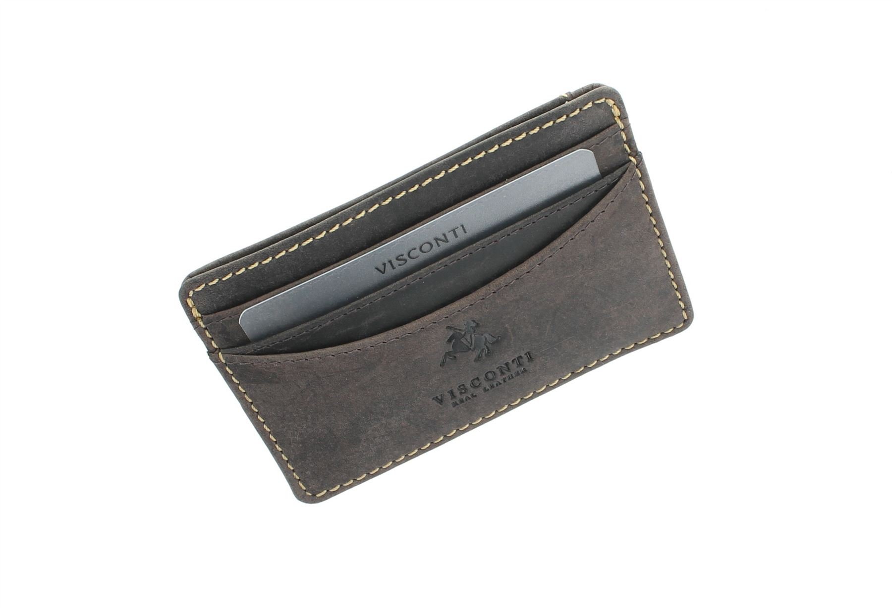 VISCONTI Slim Collection Razor Leather Credit Card Holder VSL25 Oil Brown
