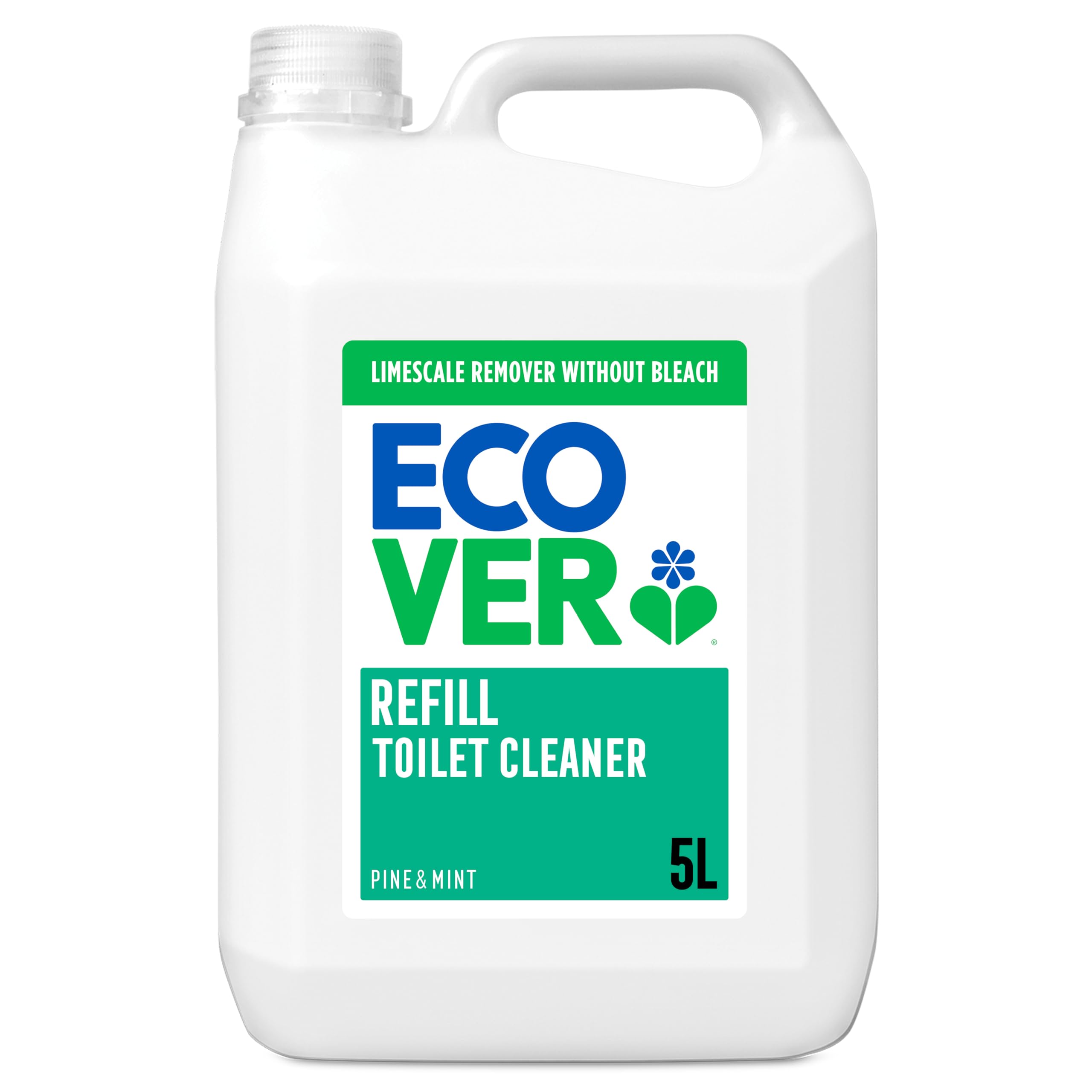 Ecover Toilet Cleaner Refill, Removes Limescale Leaving a Sparkling Clean, Fresh Pine & Mint Scent, 1 x 5L