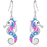 Seahorse Dangle Earrings for Women - Silver Cute Ocean Animal Seahorse Earrings Seahorse Jewelry Seahorse Gifts