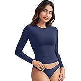 YEOREO Long Sleeve Shirts for Women y2k Tops Double Lined Basic Tee Crew Neck Going Out Sweeney Workout Undershirt