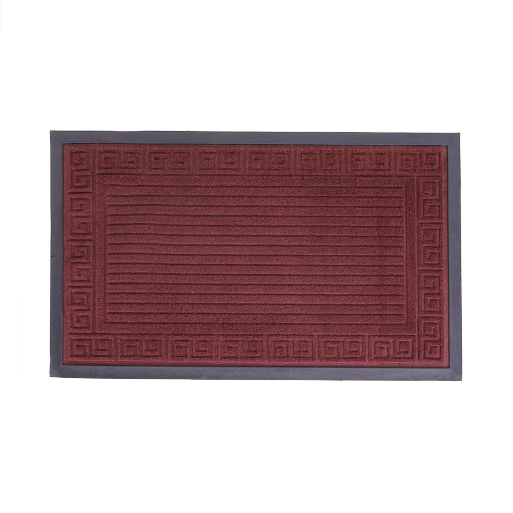 Waroom Home Outdoor Indoor Entrance Doormat, Super Absorbs Mud Latex Backing Non Slip Door Mat Entrance Waterproof Rugs Dirt Debris Mud Trapper Carpet for Patio Porch (16''X24'', Burgundy 1)