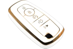 FEYOUN Key Fob Cover Compatible with Ford Escape Expedition Explorer F-150 F-250 F-350 F-450 F-550 Maverick Mustang Lincoln Aviator TPU Remote Keyless Key Fob Case Protection Shell Accessories, White