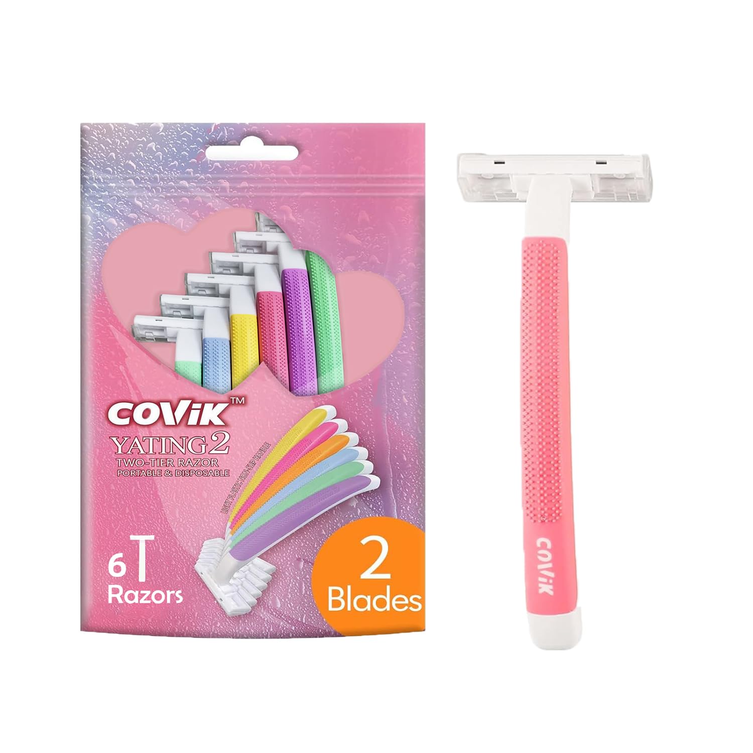 Photo 1 of COVIK Women's Disposable Razors, 6 Count Shaving Razors for Women, 2 Blade Razor for Women Sensitive Skin Smooth Hair Removal (1 Packages of 6 Razors)