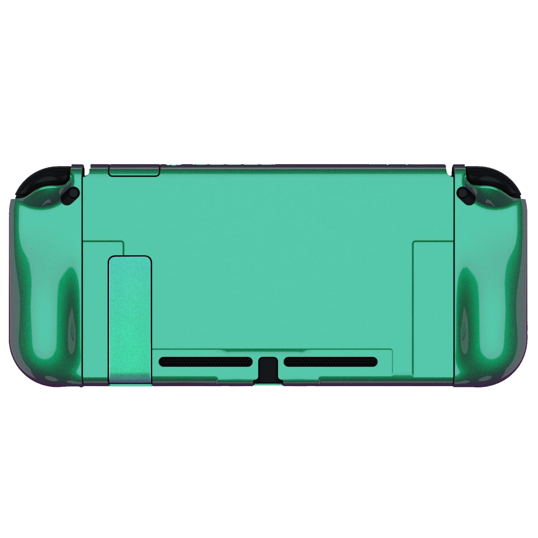 playvital UPGRADED Glossy Dockable Case Grip Cover for Nintendo Switch, Ergonomic Protective Case for Nintendo Switch, Separable Protector Hard Shell for Joycon - Chameleon Green Purple