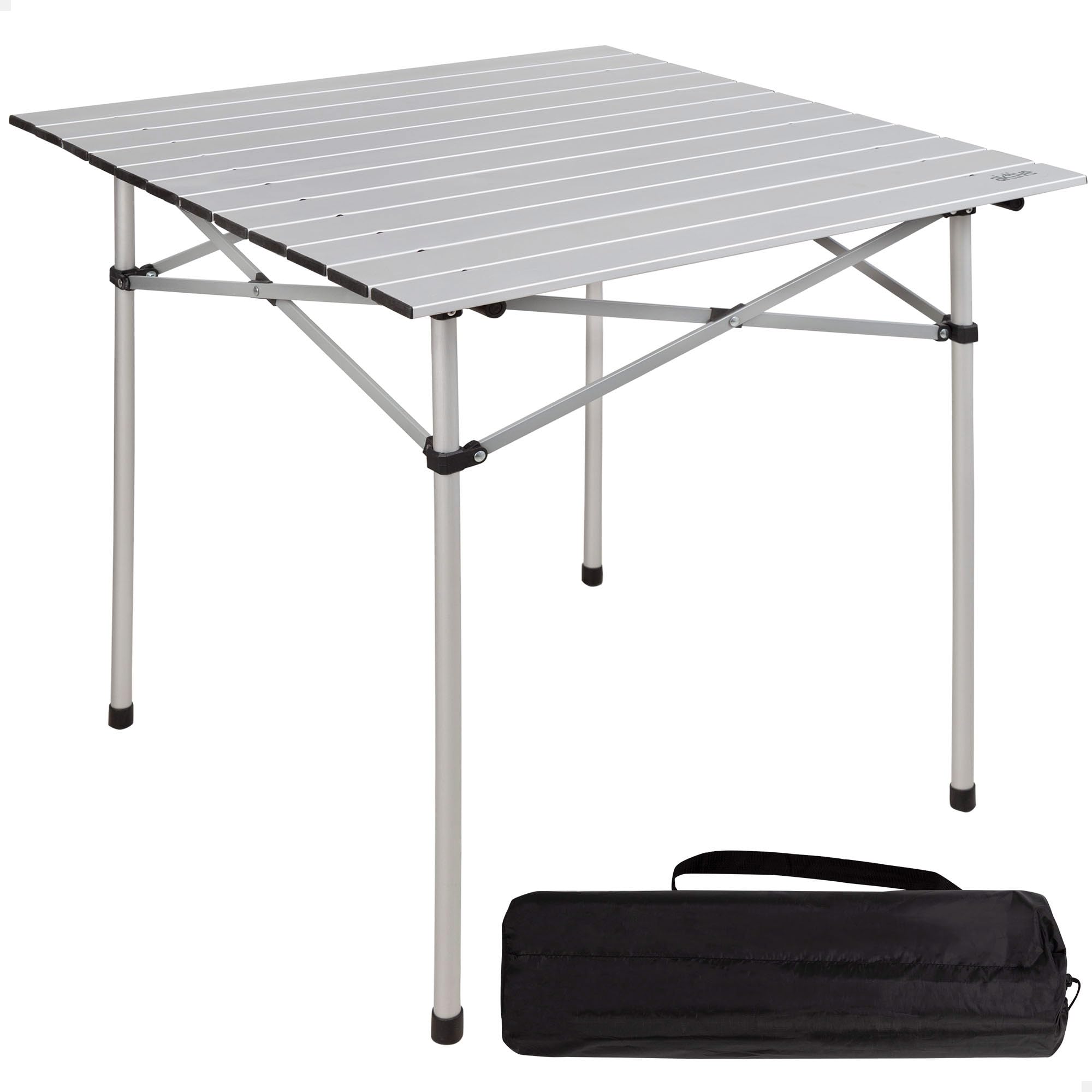 AKTIVE Camping - Folding Table in Aluminium, Camping Table, Beach or Garden Lightweight with Carry Bag, Grey
