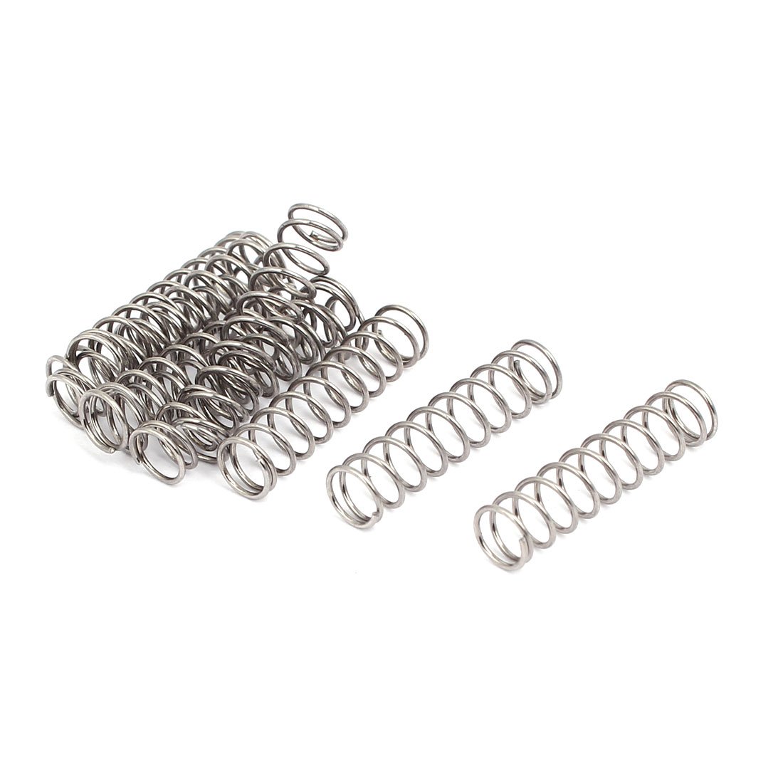 sourcingmap 0.6mmx6mmx25mm 304 Stainless Steel Compression Springs Silver Tone 10pcs