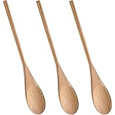 11.8 Inches Long Handle Wooden Cooking Spoon, 3Pcs Wooden Spoons for Cooking, Uncoated Natural Mixing Spoons, Kitchen Utensils for Cooking and Stirring