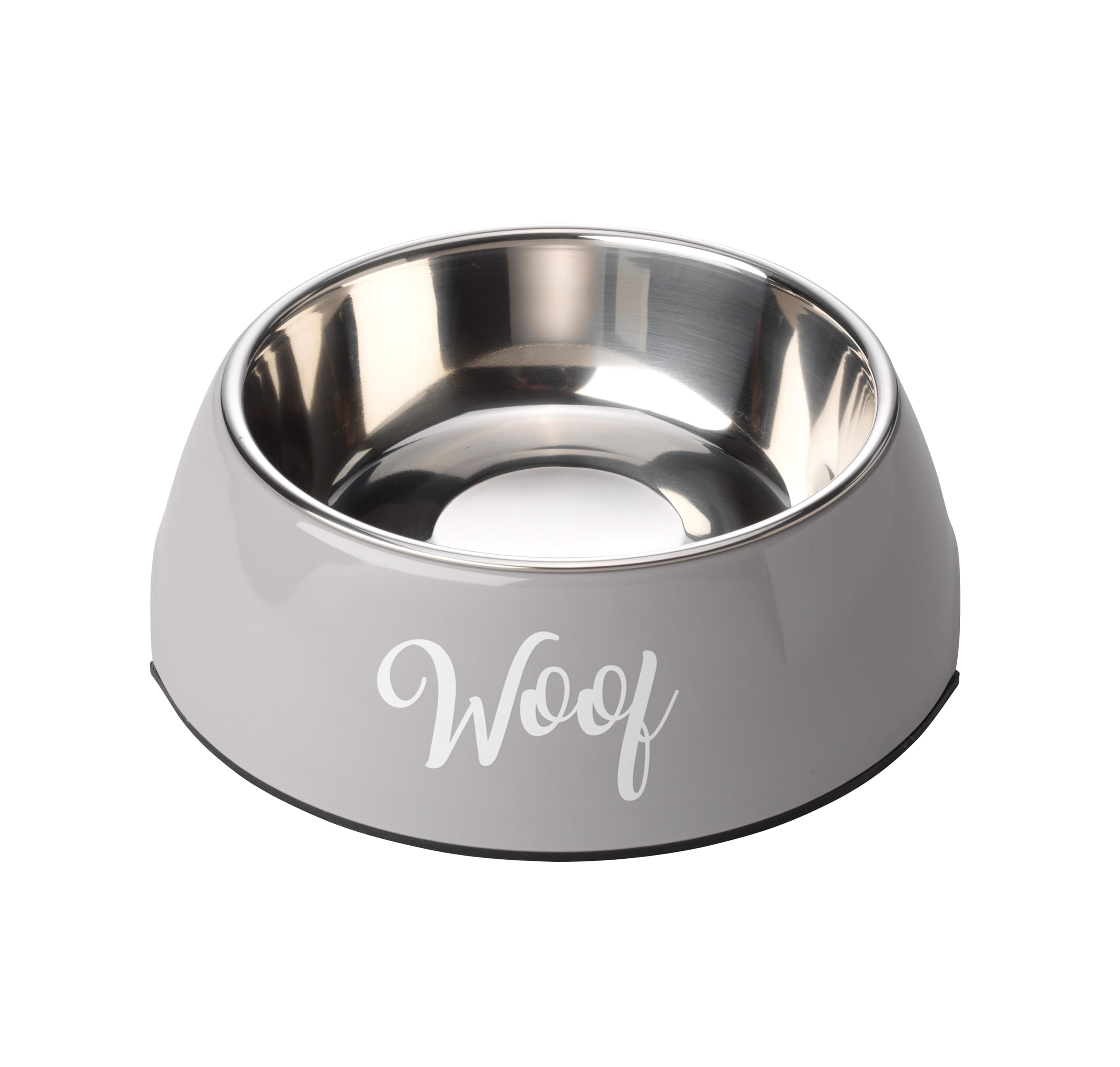 House Of Paws Grey Woof 2 in 1 Dog Bowl, Medium