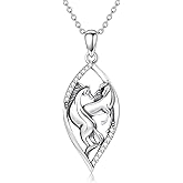 LWXIE Diamond Horse Pendant Necklace for Women 925 Sterling Silver Lab Grown Diamond Jewelry Gifts for Horse Lovers
