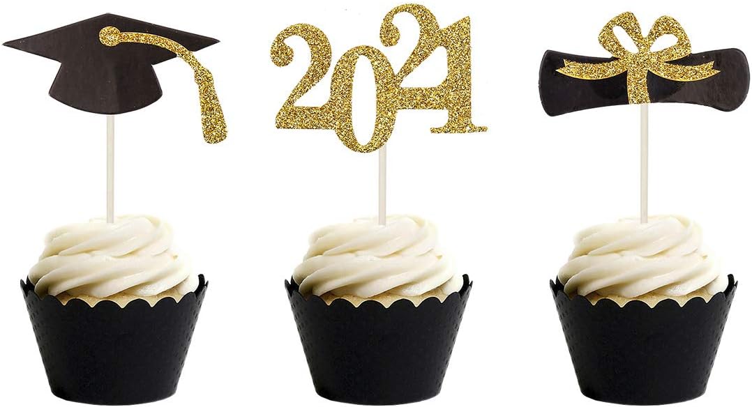 Topfunyy 24 Pack 2026 Graduation Cupcake Topper Congrats Grad Cake Topper with Diploma, 2026