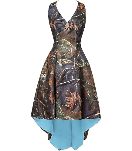 prom dresses with camo DINGZANCAMO Spaghetti Straps Homecoming High Low Tulle Formal Party Bridesmaid Dress 2 Black at Amazon Women's Clothing store Color:Creme Multi NPU-Dorie-202626 Waist and hip measurement Jodie High Neck Satin