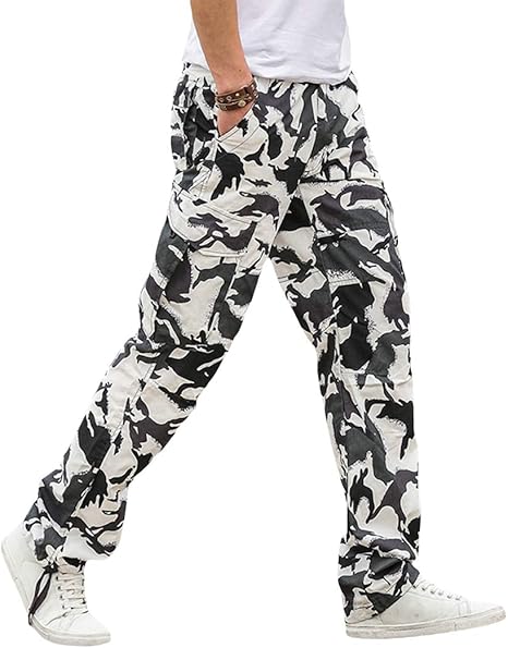Amazon Ceen メンズ ミリタリー ワークパンツ 迷彩柄 カモフラ ポケット 作業着 ロングパンツ ゆったり カーゴパンツ 大きいサイズ アウトドア ファション ロングパンツ 通販