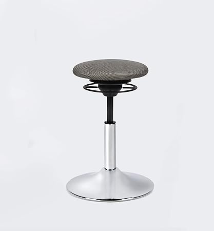 BALIMO Classic, Bürohocker, Sitzhocker, ergonomischer Rücken-Trainer, Standfuß silber gebürstet, Bezug dunkelgrau