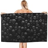 Black Skull Beach Towel Skeleton Microfiber Beach Towels Blanket For Adults Scary Bath Towel Big Extra Large Pool Towels Oversized Quick Dry Sand Free for Women Men Halloween Decorations 30x 60 Inch