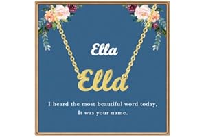 Ldurian Custom Name Necklace Personalized Mother's Day Gift | Name Pendant Necklace Christmas Gifts | 14K Gold Dainty Name Plate Charm Necklaces Birthday Girl Jewelry Gift for Teen Girls