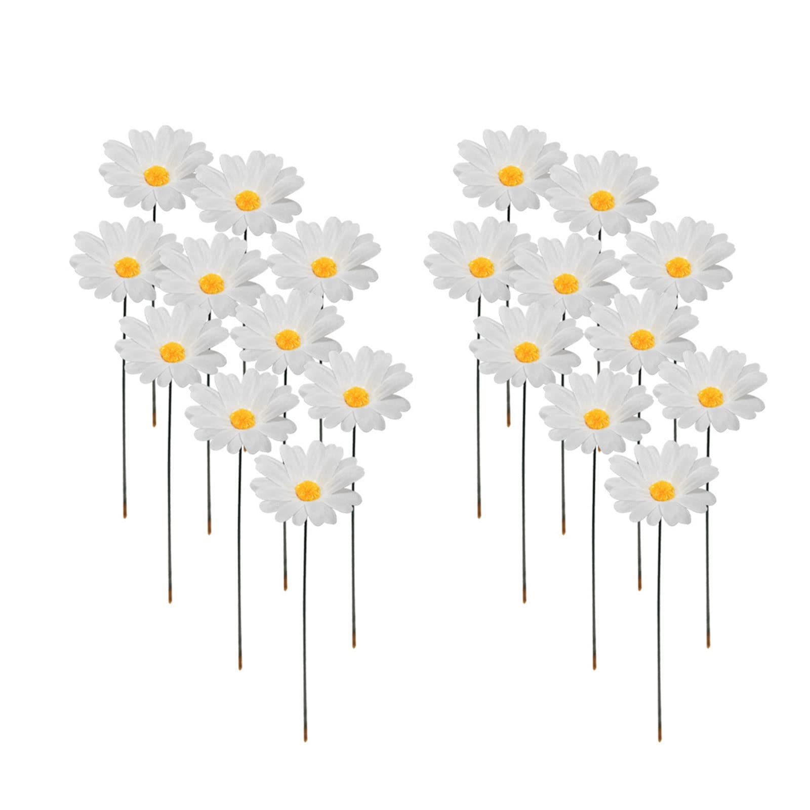 Plumdrop 20pcs Daisy Flower Garden Stakes Decoration 3D Stake Yard Plant Lawn Ornaments Flower Pot Stick Insert Outdoor