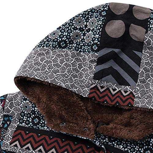 XOWRTE Women's Cotton Plus Size Vintage Fleece Thick Zipper Long Sleeve Winter Hooded Jacket Coat