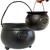 GIFTEXPRESS 2‑Pack Black Cauldrons (12&rdquo; &amp; 8&rdquo;) &ndash; Halloween Candy Bowl &amp; Trick‑or‑Treat Pail, Reusable Witch Kettle Buckets, St. Patrick&rsquo;s Pot of Gold Party Decor