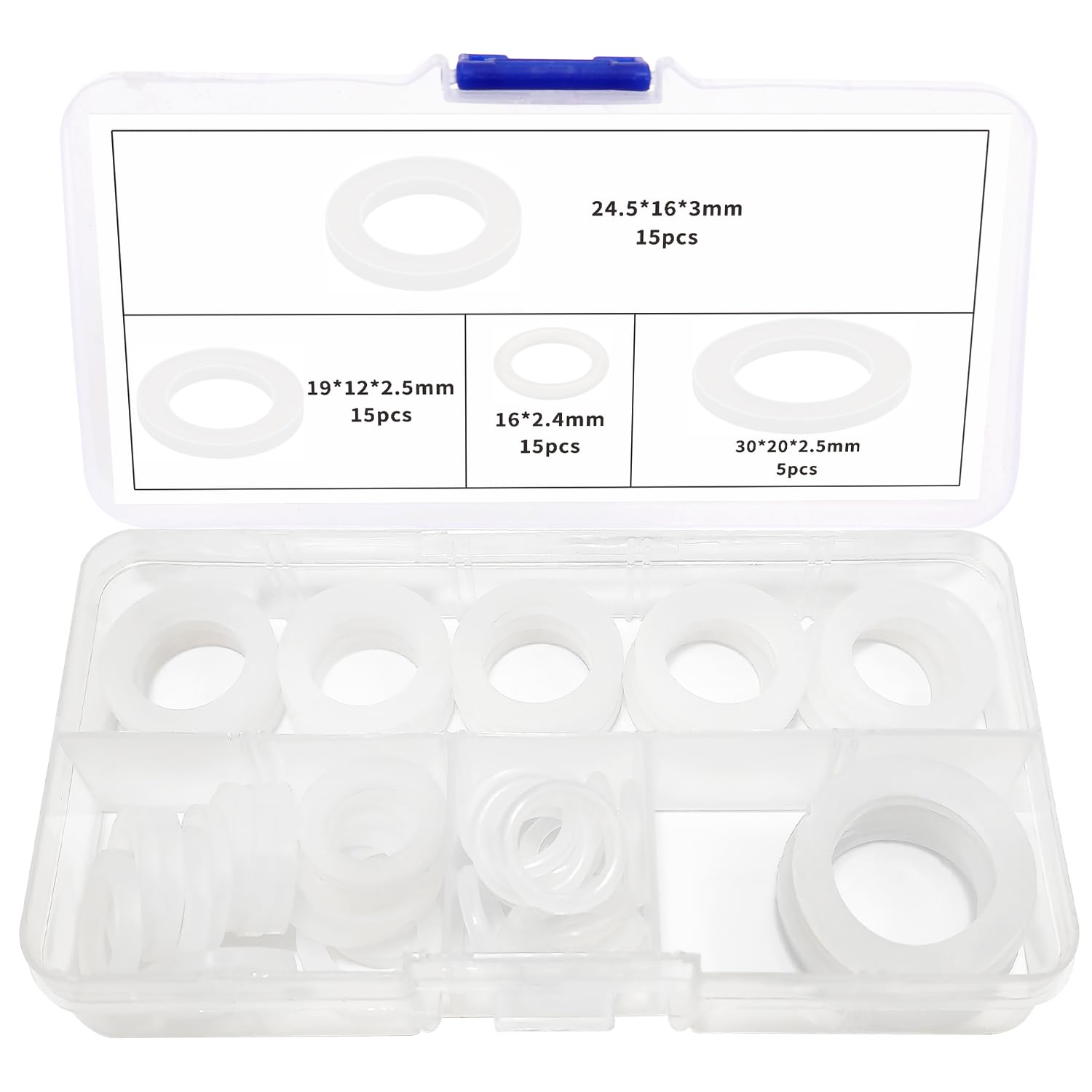 YIXISI 50 PCS Hose Washers Kit, Silicone Tap Seal Gaskets, Seal O Ring Gasket, Shower Hose Silicone Washers, for 1/2 3/4 1 Inch Water Faucet Shower Garden Hose Connector