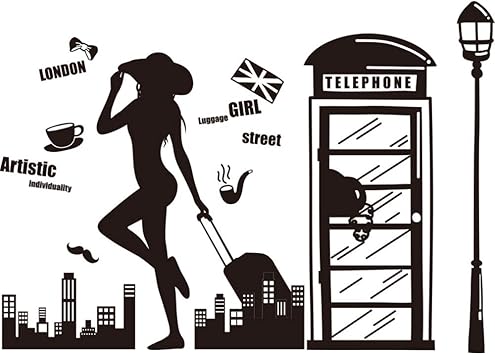 2 Pack Sexy Girl Traveler Cabina Telefonica Etiqueta De La Pared