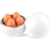 Coxeer Microwave Egg Cooker,Microwave Rapid 4 Eggs Boiler for Hard or Soft Boiled Eggs(White)