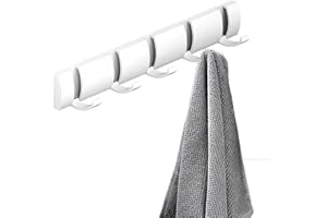 Retractable Wall-Mounted Coat Rack with 5 Hooks, Modern Space-Saving Storage for Hats, Jackets, Bags, Entryway, Mudroom, Clos