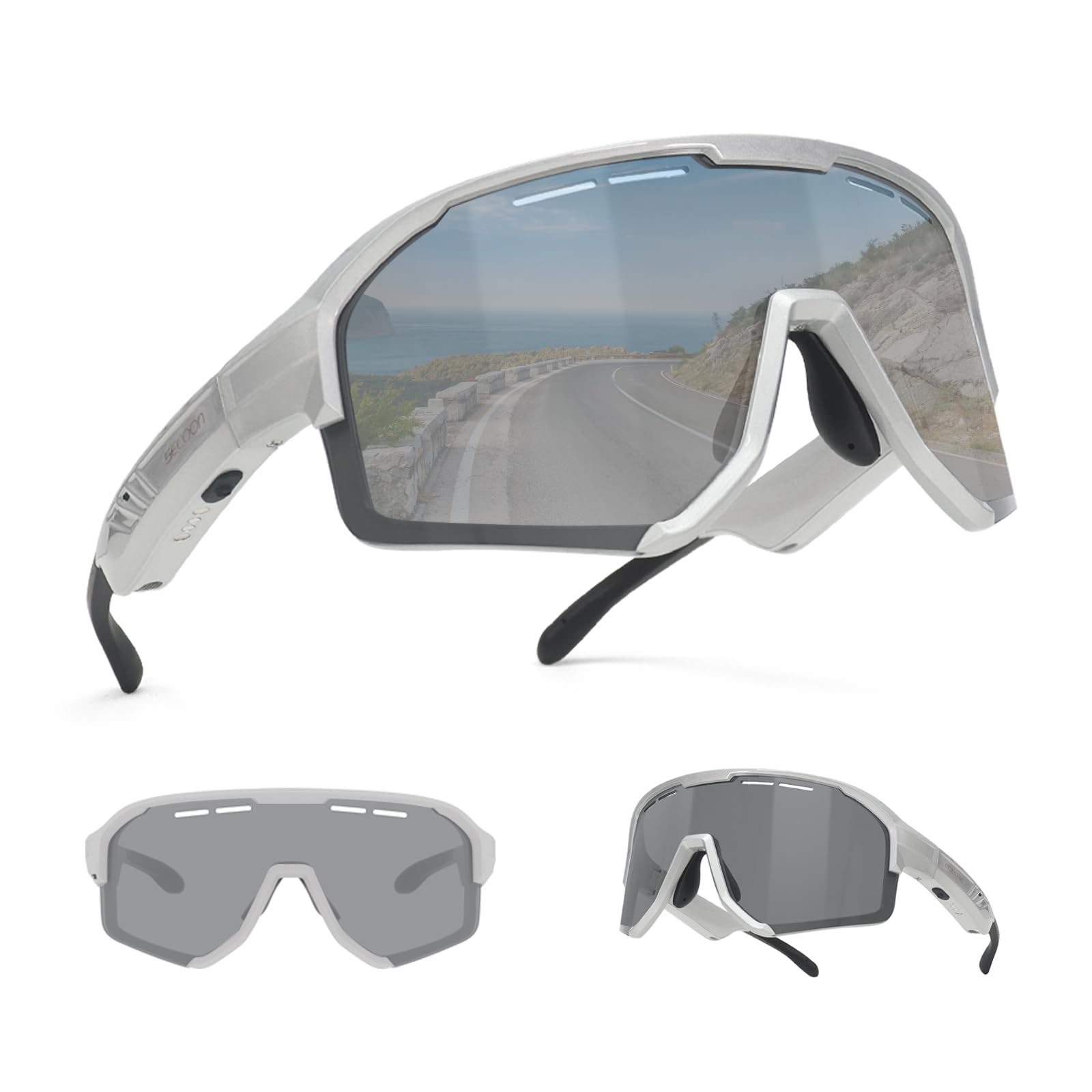 Photo 1 of SECOON Bluetooth Sunglasses for Men Women, Polarized Sport Smart Glasses, Open Ear Music Speakers, Photochromic UV 400 Protection