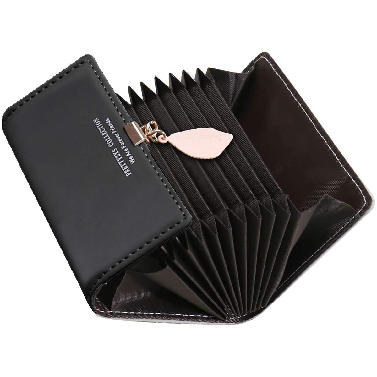 ZhengYue Credit Card Holders Women Ladies Leather Vintage Credit Card Wallet Zipper Coin Purse for Girl Lady Black