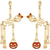 Madison Tyler Halloween Earrings for Women | Skeleton | Skull | Ghost | Pumpkin | Spider web | Wizard hat | Trick or Treat | Halloween Dangle Earrings Gift