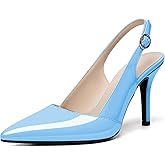 AUMOTED Women's Slingback D'Orsay Slip-on High Heels Pointed Toe Stiletto Ankle-Strap Heel Pump Dress Shoes 3.5 Inch