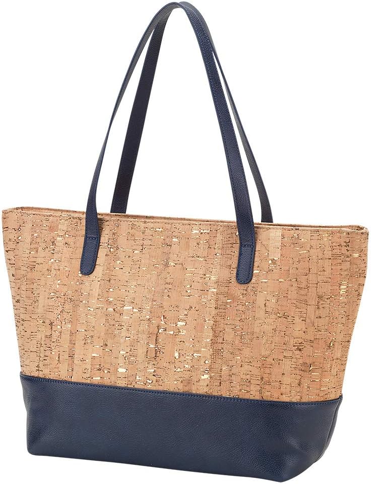 WB Cork 18.5 x 11 Inch Large Cork & Vegan Leatherette Charlotte Purse