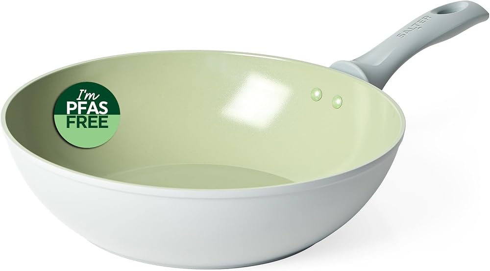Salter Earth 28cm Stir Fry Pan Ceramic Non-Stick Induction Safe Green