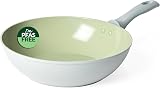 Salter Earth 28cm Stir Fry Pan Ceramic Non-Stick Induction Safe Green
