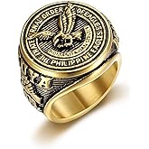 KIOYDISE Animal Rings for Men Gold Plated Cool Ring Vintage Stainless Steel Men’s Band Eagle Rock Punk Mens Bands for Father