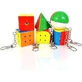 SUN-WAY Speed Cube Set of 2x2 3x3 Cylinder Trihedron Pyramid and Magic Ball Cubes Magic Cube Set Brain Teasers for Kids and Adults Stickerless Keychain Mini Cube Bundle with Gift Box (6 Pack)