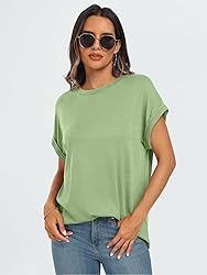 AUTOMET Womens Summer Tops Oversized Short Sleeve