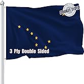 Nuibers Alaska Flag 3x5 FT Sturdy for Outside, Heavy Duty 3Ply Polyester Alaska State Flags Outdoor, Double Sided Long Lasting AK State Flag Brass Grommets