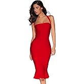 meilun Womens Halter Fishtail Bandage Party Dress Elegant Wedding Guest Dress
