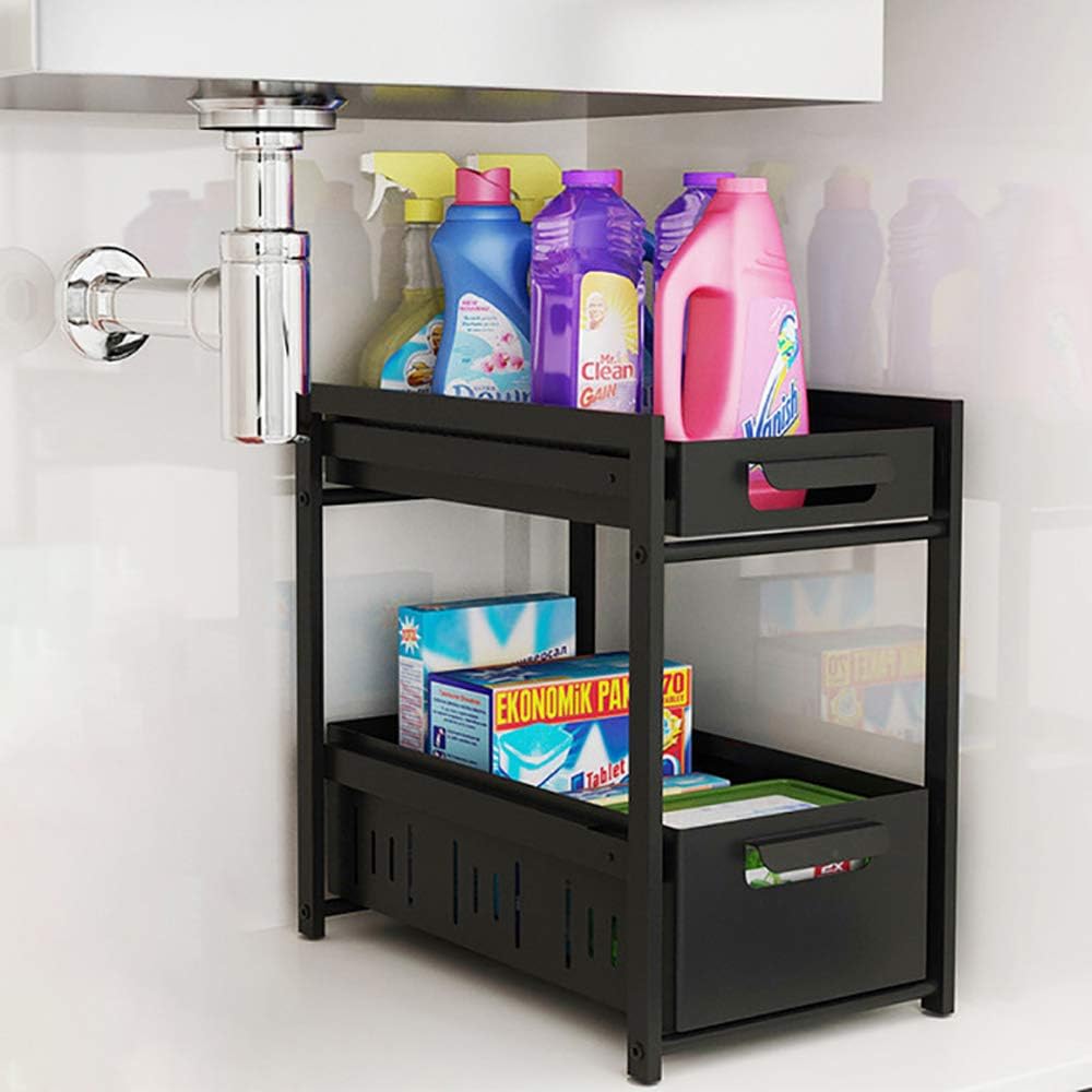 Under Sink Organizer,Multifunctional Storage Rack,2 Tier Expandable