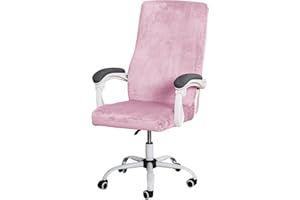 FORCHEER Velvet Large Office Chair Cover Pink Stretchable Computer Armchair Slipcover for Desk Chair Elastic Protector for Pets 1 Piece Washable Removable