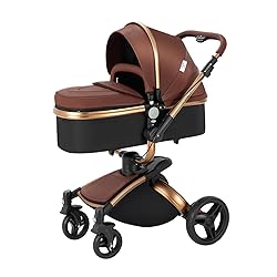 Aveainelle PU Leather 2 in 1 Baby Stroller with