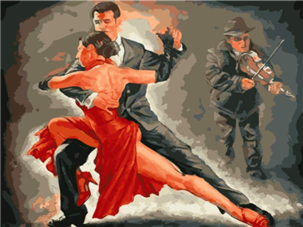 DIY Paint by Numbers for Adults Tango Paint by Number Kits Adult for Living Room Bedroom Wall Decoration Crafts Creative Holiday Gifts^<16" by 20">