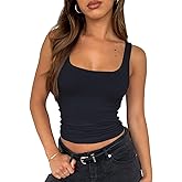 YFANG Women's Sexy Halter Deep V Neck Crop Tank Top Backless Sleeveless Slim Fitted Going Out Summer Top