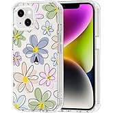 MOSNOVO for iPhone 13/14 Case | Military Grade 6.6ft Drop Tested | Clear with Linear Blooms Design